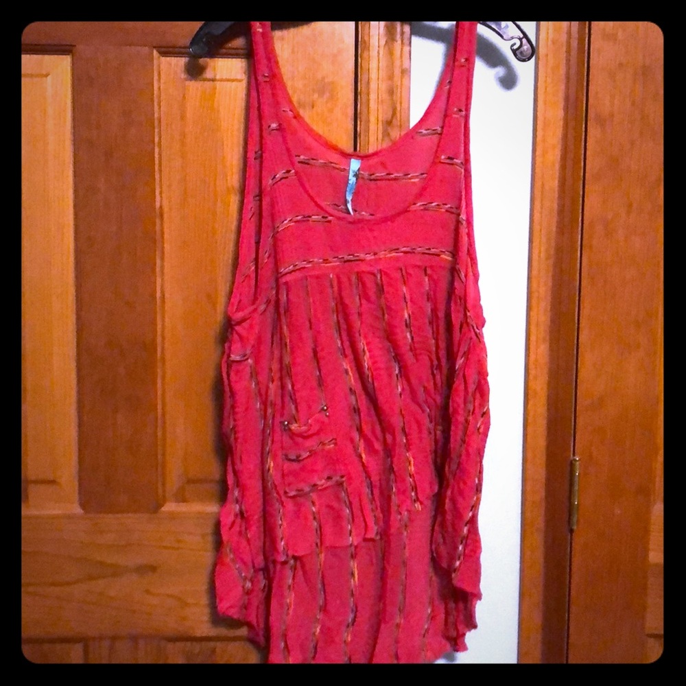 Free People Flowy Hot Pink High-Low Tank Top